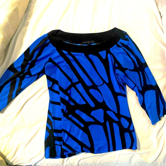Tiara B Blue and Black Women's Top - Picture 1 of 4